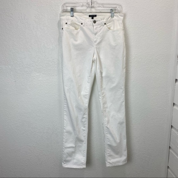 Eileen Fisher Straight Leg Organic Cotton White Jeans - Picture 9 of 9